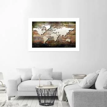 Plakat, Mapa świata na starych deskach