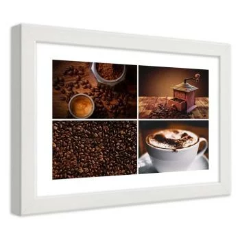 Obraz w ramie, Ziarna kawy młynek i kawa - obrazek 2