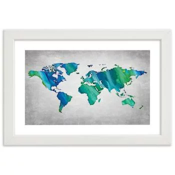 Obraz w ramie, Kolorowa mapa świata na betonie - obrazek 3
