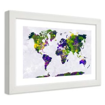 Obraz w ramie, Malowana mapa świata - obrazek 2