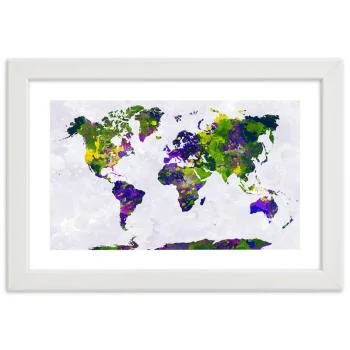 Obraz w ramie, Malowana mapa świata - obrazek 3