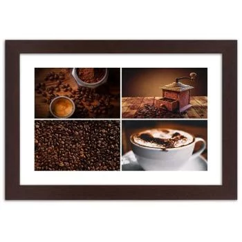 Obraz w ramie, Ziarna kawy młynek i kawa - obrazek 3