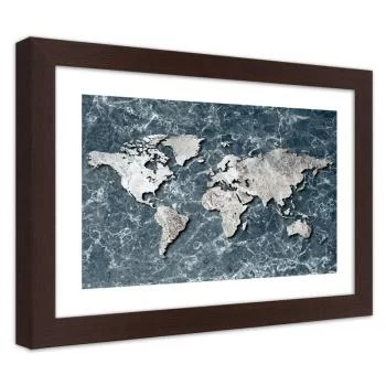 Obraz w ramie, Mapa świata na marmurze - obrazek 2