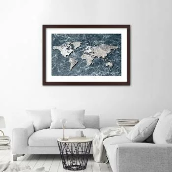 Obraz w ramie, Mapa świata na marmurze