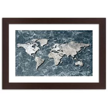 Obraz w ramie, Mapa świata na marmurze - obrazek 3