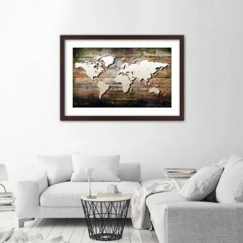 Obraz w ramie, Mapa świata na starych deskach