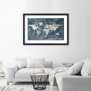 Obraz w ramie, Mapa świata na marmurze