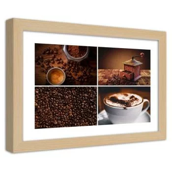 Obraz w ramie, Ziarna kawy młynek i kawa - obrazek 2