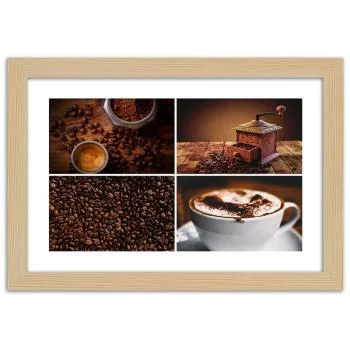 Obraz w ramie, Ziarna kawy młynek i kawa - obrazek 3