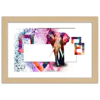Obraz w ramie, Kolorowy słoń - obrazek 3