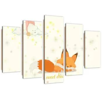 Obraz pięcioczęściowy Deco Panel, Lis Sweet dreams - obrazek 2