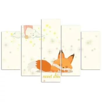 Obraz pięcioczęściowy Deco Panel, Lis Sweet dreams - obrazek 3