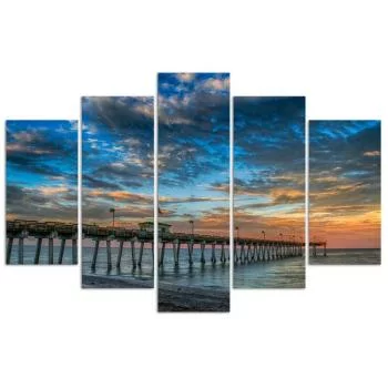 Obraz pięcioczęściowy Deco Panel, Zachód słońca na molo - obrazek 3