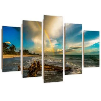 Obraz pięcioczęściowy Deco Panel, Tęcza nad plażą - obrazek 2