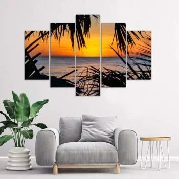 Obraz pięcioczęściowy Deco Panel, Morze o zachodzie słońca