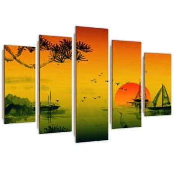 Obraz pięcioczęściowy Deco Panel, Zachód słońca nad Japonią - obrazek 2