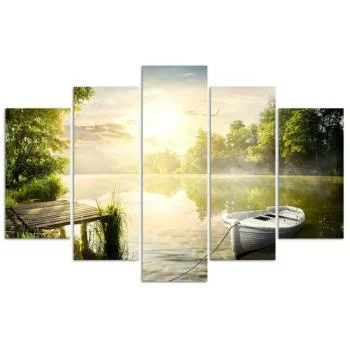 Obraz pięcioczęściowy Deco Panel, Wschód słońca nad jeziorem - obrazek 3