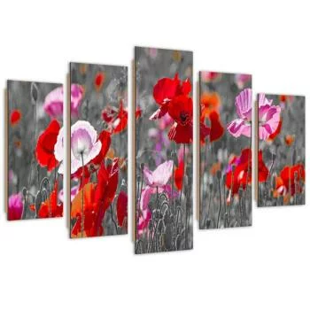 Obraz pięcioczęściowy Deco Panel, Maki na wiosennej łące - obrazek 2