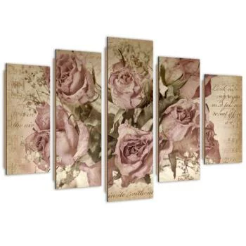 Obraz pięcioczęściowy Deco Panel, Róże i nuty - obrazek 2