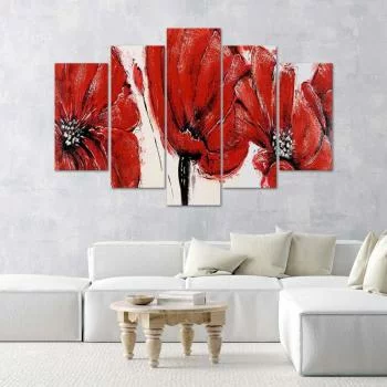 Obraz pięcioczęściowy Deco Panel, Czerwone kwiaty