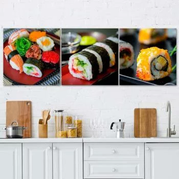 Zestaw obrazów Deco Panel, Kolorowe sushi