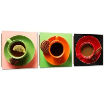 Zestaw obrazów Deco Panel, Kolorowe filiżanki z kawą - obrazek 2