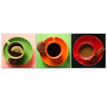 Zestaw obrazów Deco Panel, Kolorowe filiżanki z kawą - obrazek 3