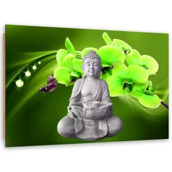 Obraz Deco Panel, Budda z zieloną orchideą - obrazek 2