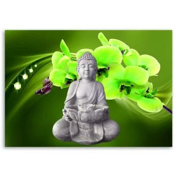 Obraz Deco Panel, Budda z zieloną orchideą - obrazek 3