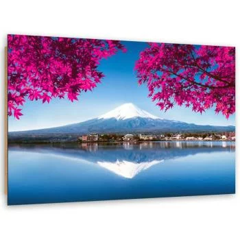 Obraz Deco Panel, Góra Fuji jezioro i różowe liście - obrazek 2