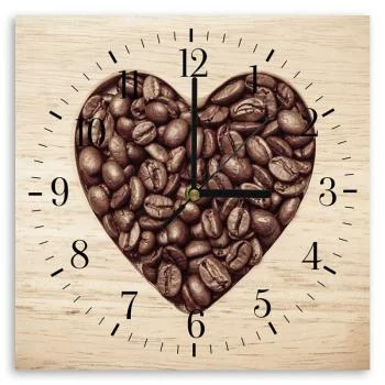 Obraz z zegarem, Serce z ziaren kawy - obrazek 3