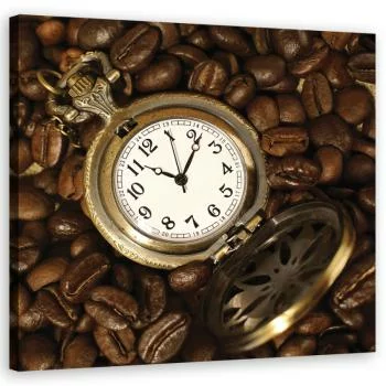 Obraz na płótnie, Zegarek i ziarna kawy - obrazek 2
