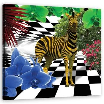 Obraz na płótnie, Kolorowa zebra natura zwierzęta - obrazek 2