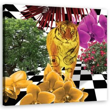 Obraz na płótnie, Kolorowy tygrys  - obrazek 2