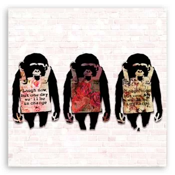 Obraz na płótnie, Banksy Śmiejcie się małpy - obrazek 3