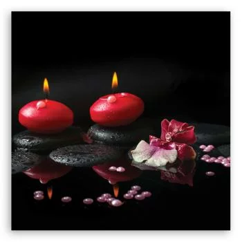Obraz na płótnie, Czerwone świeczki Kamienie Zen - obrazek 3