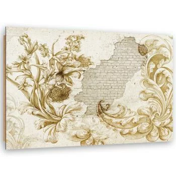 Obraz Deco Panel, Fresk roślinny na odpadającym tynku - obrazek 2