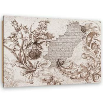Obraz Deco Panel, Fresk roślinny na odpadającym tynku - obrazek 2