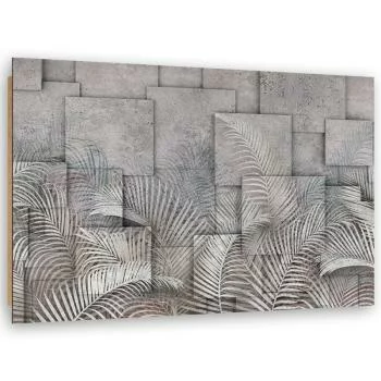 Obraz Deco Panel, Liście 3D na tle imitującym beton - obrazek 2