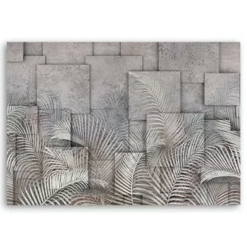 Obraz Deco Panel, Liście 3D na tle imitującym beton - obrazek 3
