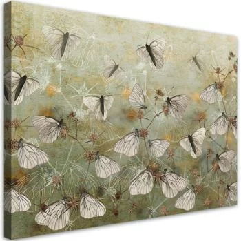 Obraz na płótnie, Abstrakcyjne motyle na łące - obrazek 2
