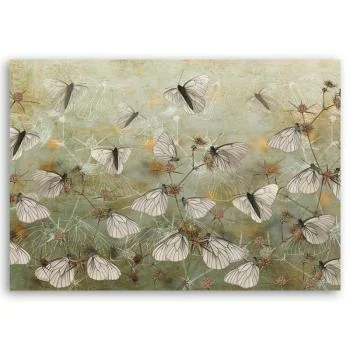 Obraz na płótnie, Abstrakcyjne motyle na łące - obrazek 3