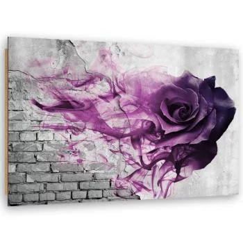 Obraz Deco Panel, Fioletowa róża na tle z cegłami - obrazek 2
