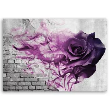 Obraz Deco Panel, Fioletowa róża na tle z cegłami - obrazek 3