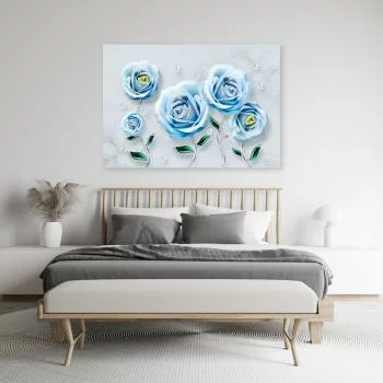 Obraz na płótnie, Niebieskie róże 3D