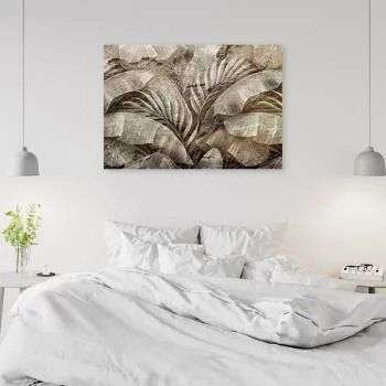 Obraz Deco Panel, Liście palmy dżungla na imitacji betonu