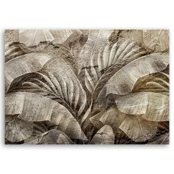 Obraz na płótnie, Liście palmy dżungla na imitacji betonu - obrazek 3