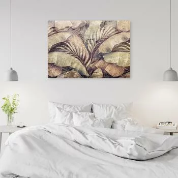 Obraz na płótnie, Liście palmy dżungla na imitacji betonu