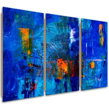 Obraz trzyczęściowy Deco Panel, Niebieska abstrakcja ręcznie malowana - obrazek 2