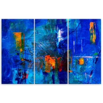 Obraz trzyczęściowy Deco Panel, Niebieska abstrakcja ręcznie malowana - obrazek 3